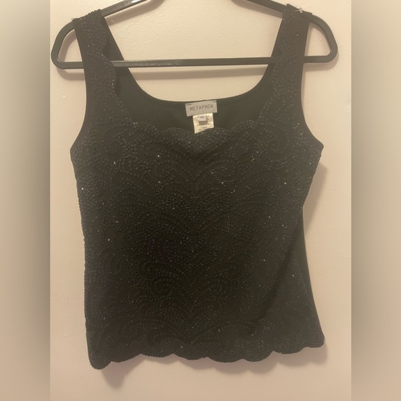 BLACK  SPARKLY METAPHOR SHIRT SIZE M - Picture 6 of 8